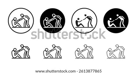Person help someone icon Isolated flat vector in outline