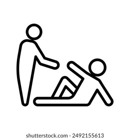 Person help someone icon linear logo mark in black and white