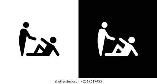 Person help someone icon linear logo isolated