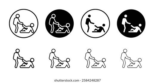 Person help someone icon linear logo isolated