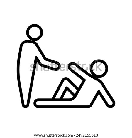Person help someone icon linear logo mark in black and white