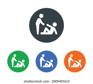 Person Helping Someone That Fall To Stand Up Vector Icon. Solidarity Concept. Support And Assistance Symbol.