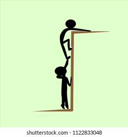 a person helps another person to climb up