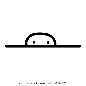 

A person hidden behind a table, timidly looking at the viewer. The simplicity of the drawing suggests shyness and curiosity. It could be used to represent emotions such as shyness, curiosity.