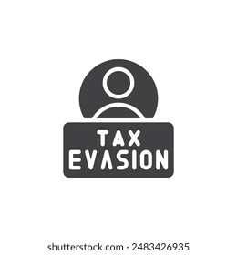 Person hiding behind a tax document vector icon. filled flat sign for mobile concept and web design. Tax Evasion glyph icon. Symbol, logo illustration. Vector graphics