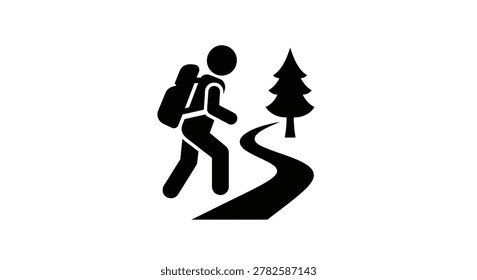 Person hiking with backpack on path