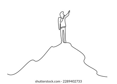 person hill mountain hill victory win pointing forward with forefinger