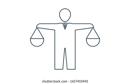 La persona tiene una escala para el equilibrio de vida laboral icono de vector plano para aplicaciones de trabajo y sitios web