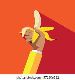 Person holding a banana  flat design. EPS 10 vector.