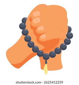 Pessoa segurando rosário budista está orando em meditação