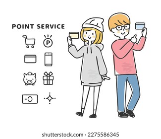 A person holding a card and explaining the service.