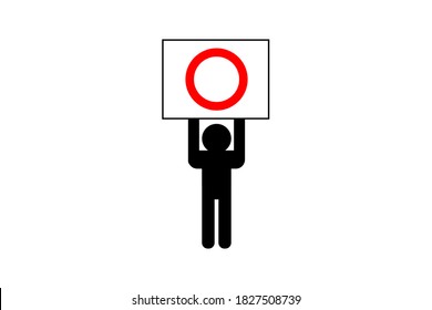 A person is holding a card with a red circle.