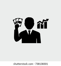 Person Holding Cash Vector Icon 