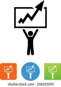 Person holding chart symbol icon