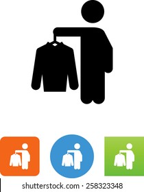 Person holding clothes hanger / Laundry / Dry cleaning icon