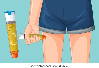 Person holding an epinephrine auto-injector pen