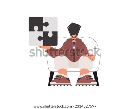 The person is holding a flabbergast. Collect work subject. Pulled back. Trendy style, Vector Illustration Stock foto © 