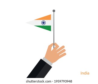 Person holding the flag of the India. India flag icon.