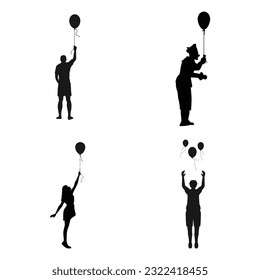 person holding flying balloon vector illustration design