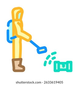 person holding geiger counter contaminated zone color icon vector. person holding geiger counter contaminated zone sign. isolated symbol illustration