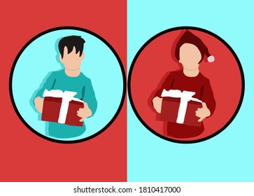 person holding gift vectorized in high quality
