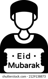 Person holding a Greetings Banner Concept, Eid Mabrook Avatar Vector Icon Design, Ramazan and Eid al-Fitr Symbol, Islamic and Muslims fasting Sign, Arabic holidays celebration stock illustration