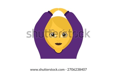 person holding hands overhead gesturing OK circle woman women female ballet hands emoji symbol sign icon vector illustration isolated flat	