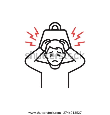 Person holding head with lightning bolts representing severe stress headache
