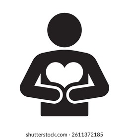 Person Holding Heart Icon Representing Care and Compassion Editable Vector Illustration isolated on a white background