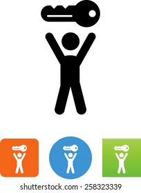 Person holding a key icon