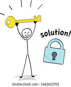 The person holding the key for locking - Hand drawn