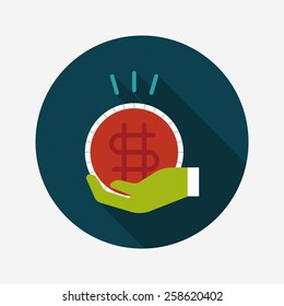 person holding money flat icon with long shadow,eps10
