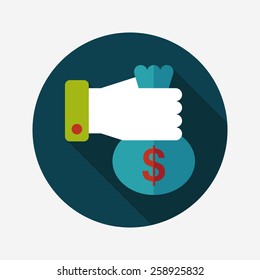 person holding money flat icon with long shadow,eps10