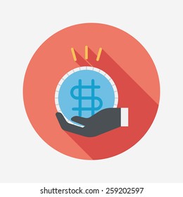 person holding money flat icon with long shadow,eps10