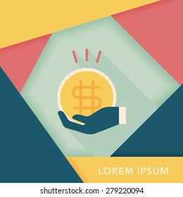 person holding money flat icon with long shadow,eps10