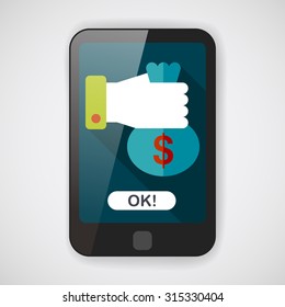 person holding money flat icon with long shadow,eps10