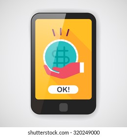 person holding money flat icon with long shadow,eps10
