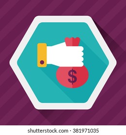 person holding money flat icon with long shadow,eps10