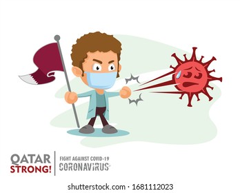 Person holding nation flag and vaccine syringe fighting coronavirus pandemic or coronavirus outbreake 2019 COVID-19. Vector illustration against corona covid-19 virus. Scalable and editable vector.