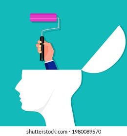 The person holding the paint roller over his head. Colorful Creator