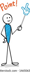 A person holding a pointer and teaching