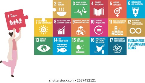 Person Holding SDG Puzzle Piece. No Property