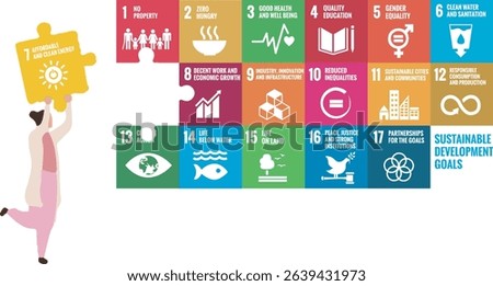 Person Holding SDG Puzzle Piece. Affordable and Clean Energy