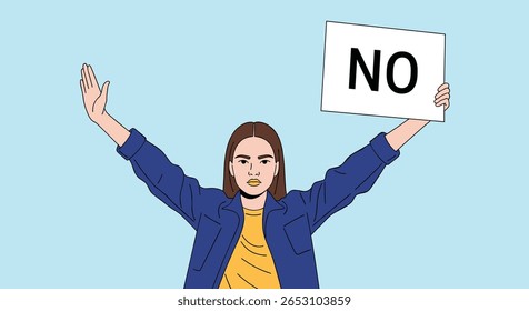 Person Holding a Sign Declaring a Negative Statement Against Something Unseen During a Protest or Demonstration