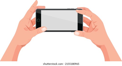 The person holding a smartphone vector illustration