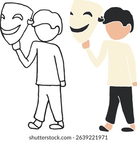 The person holding the smiling mask Vector