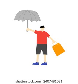 person holding an umbrella on a white background
