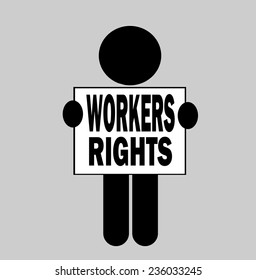 person holding workers rights protest sign