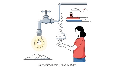 Person hält Filter unter fließendem Wasser von der Lampe mit Wasserhahn und zeigt die Vorteile der Wasserfiltration