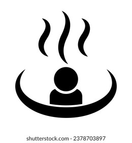 Person in hot spring silhouette icon. Vector.